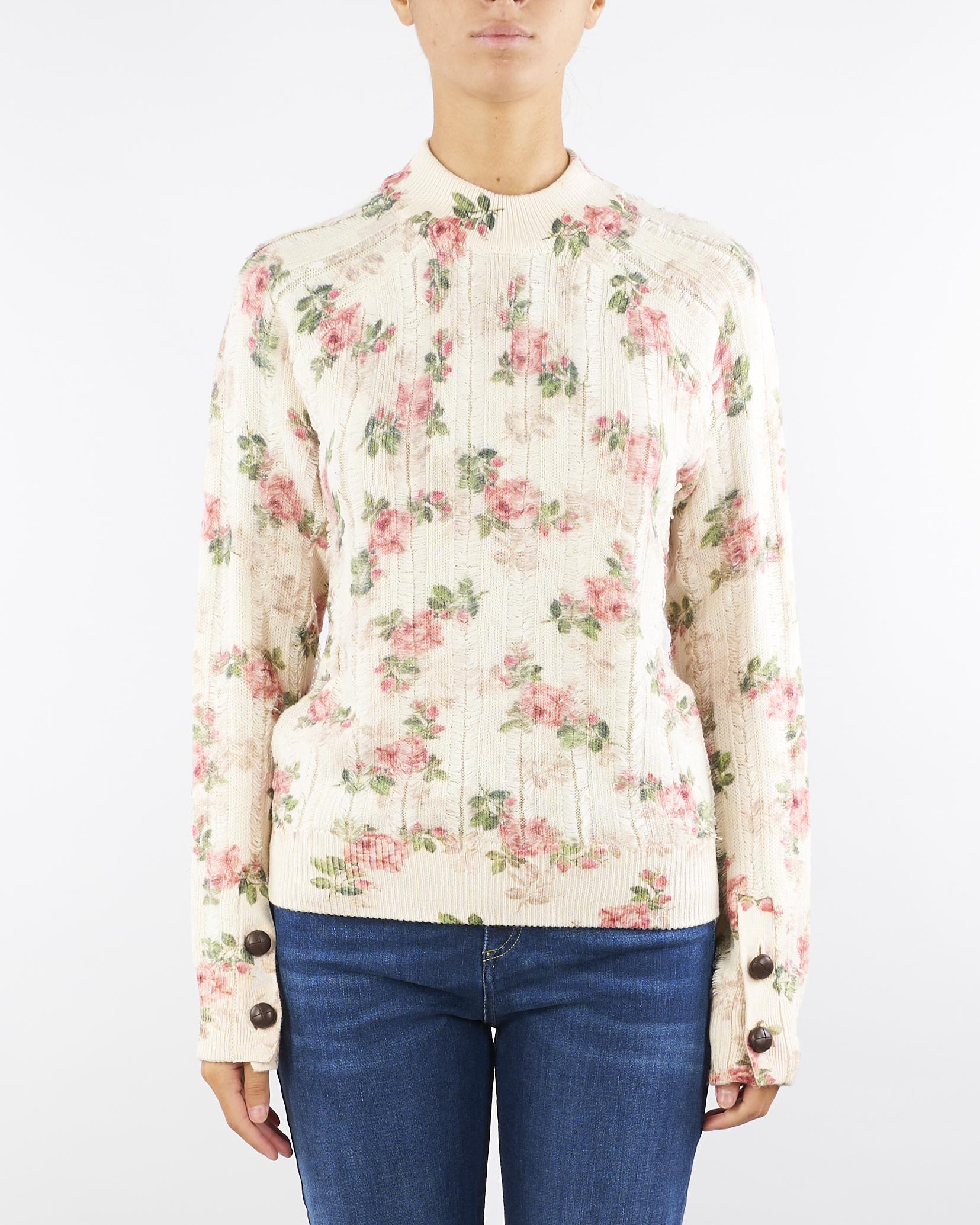 Maglia Crema-Rosa con stampa a fiori RF5187MA51I P9073 BLUGIRL 