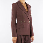 Giacca Coffee in crêpe leggero con dettagli zip GI17256E2 EA3 ELISABETTA FRANCHI 