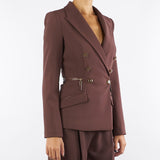 Giacca Coffee in crêpe leggero con dettagli zip GI17256E2 EA3 ELISABETTA FRANCHI 