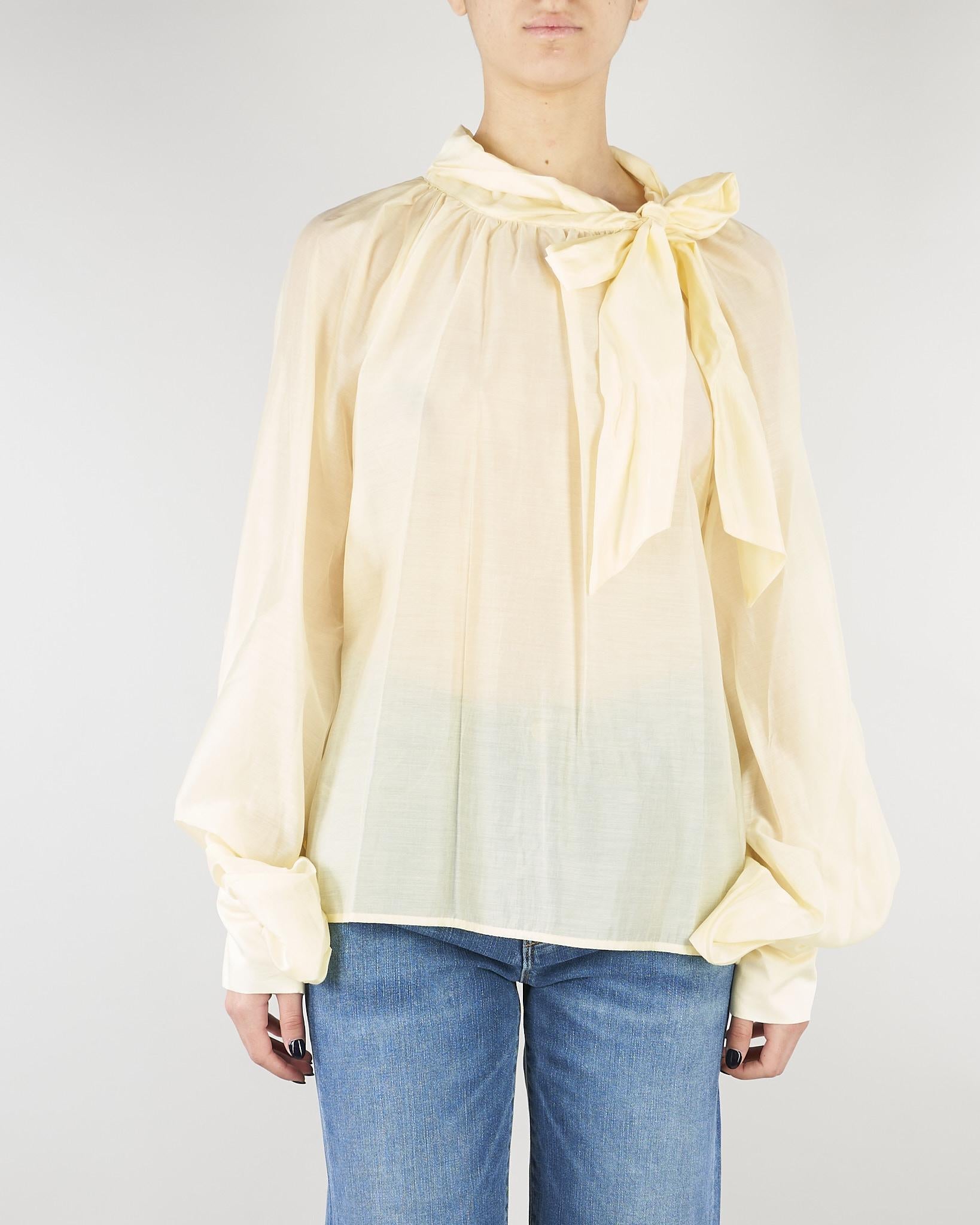 Camicia Giallo in organza con fiocco TAB0210 20 VICOLO 