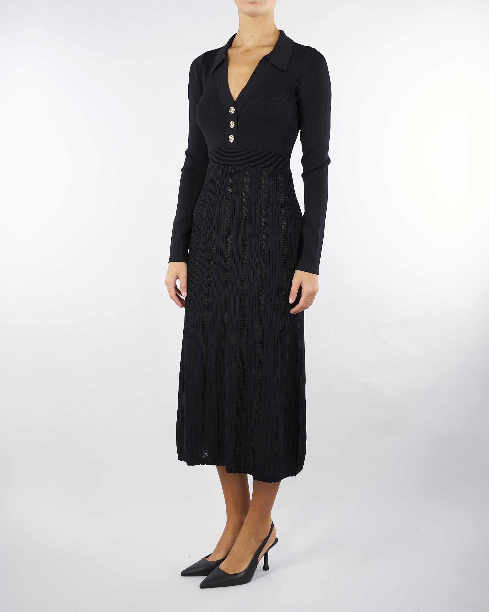 Abito Nero in maglia con bottoni gold TP3110 6 TWIN SET 