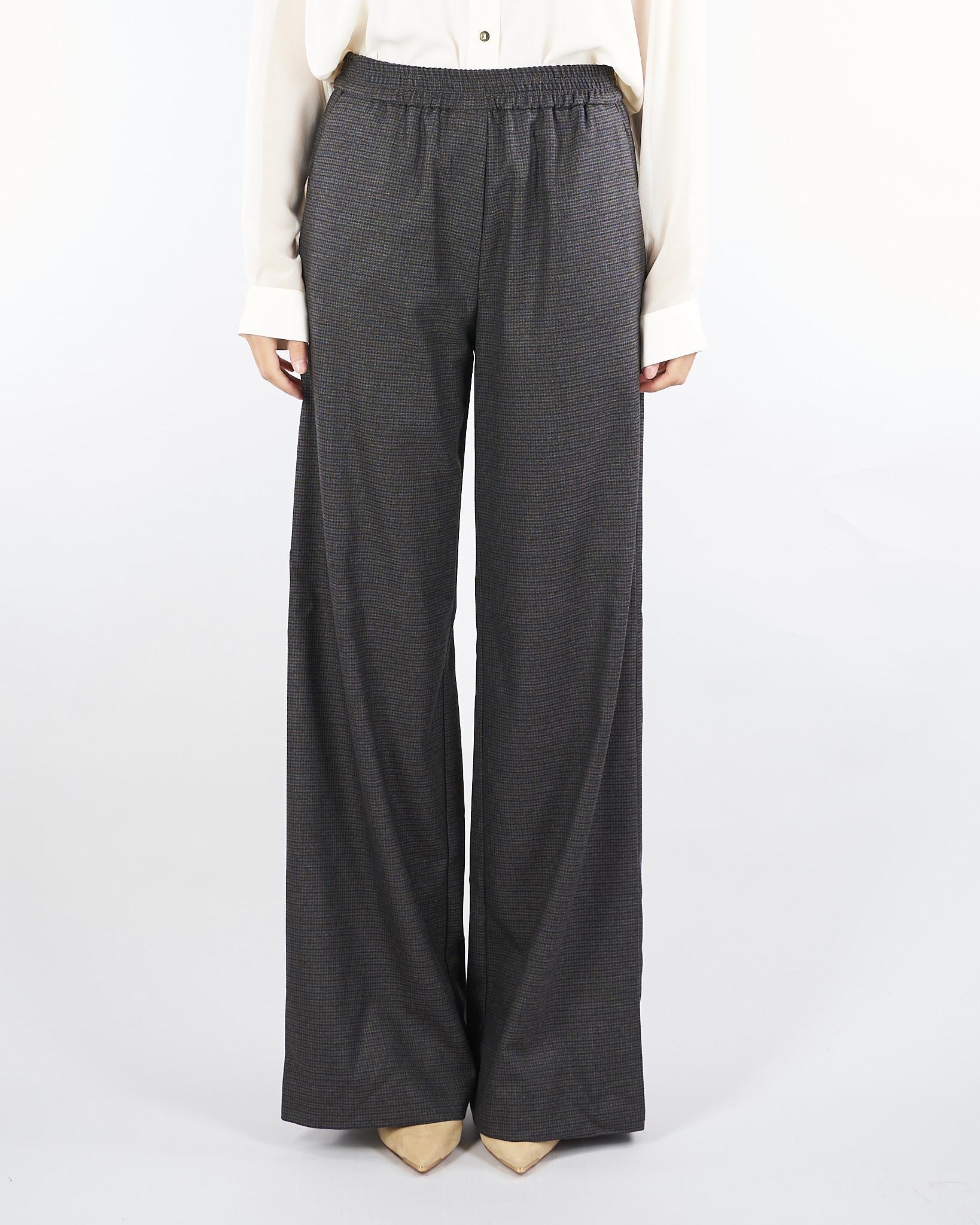 Pantalone Antracite microfantasia con elastico in vita RI9CO33 80 ANGELA DAVIS 