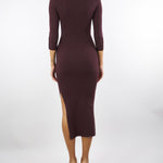 Abito Merlot in maglia a costine con taschino AM23B56E2 EA4 ELISABETTA FRANCHI 