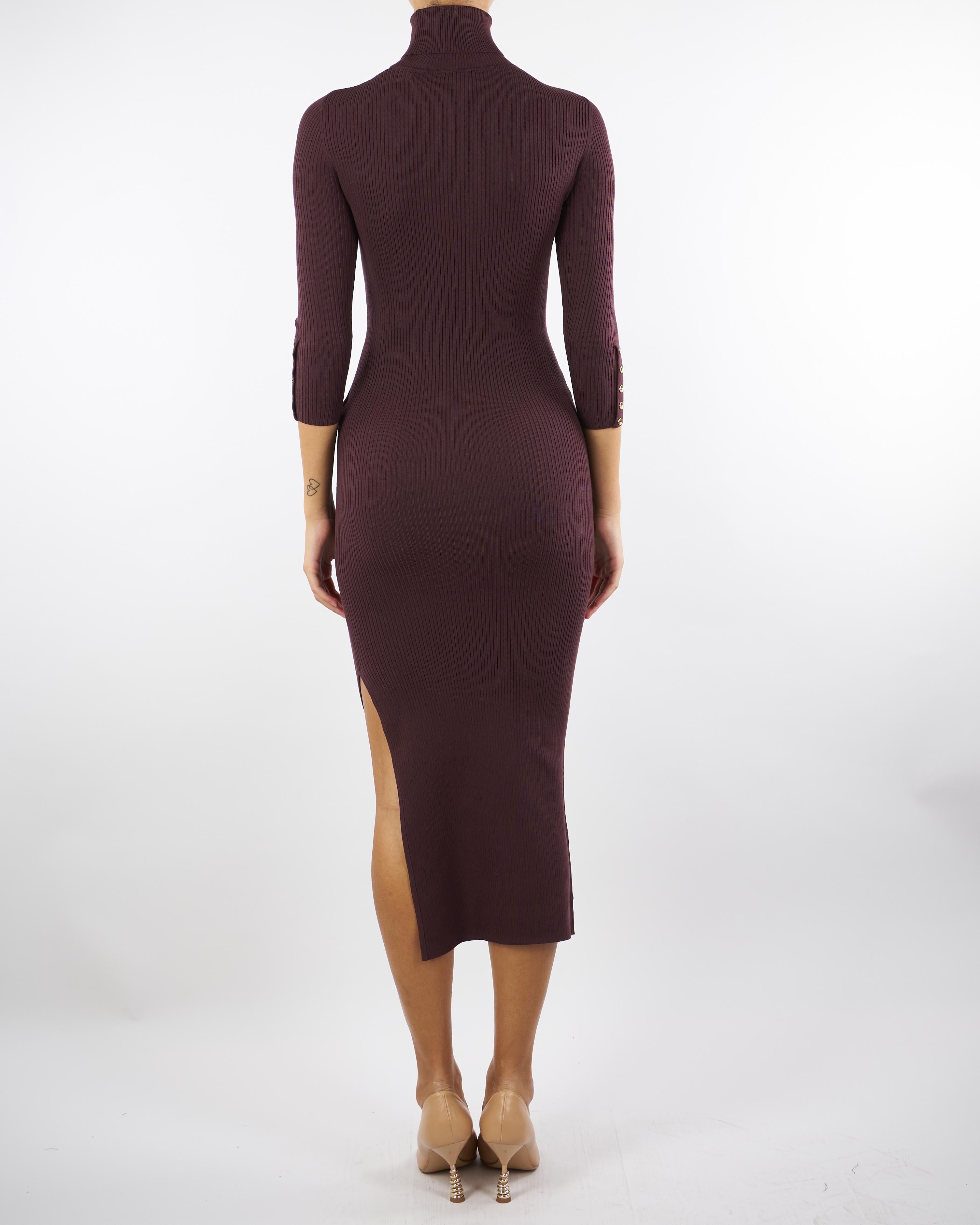 Abito Merlot in maglia a costine con taschino AM23B56E2 EA4 ELISABETTA FRANCHI 