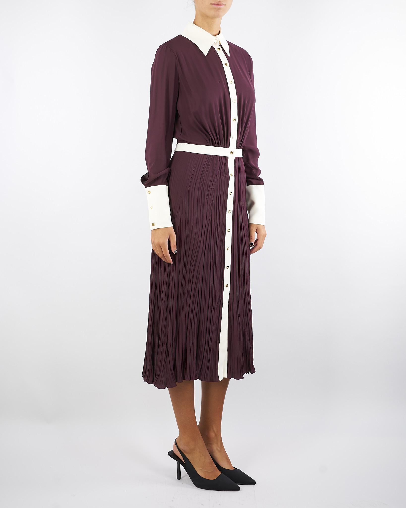 Abito Merlot-Milk color-block in georgette di viscosa ABT0256E2 EH8 ELISABETTA FRANCHI 