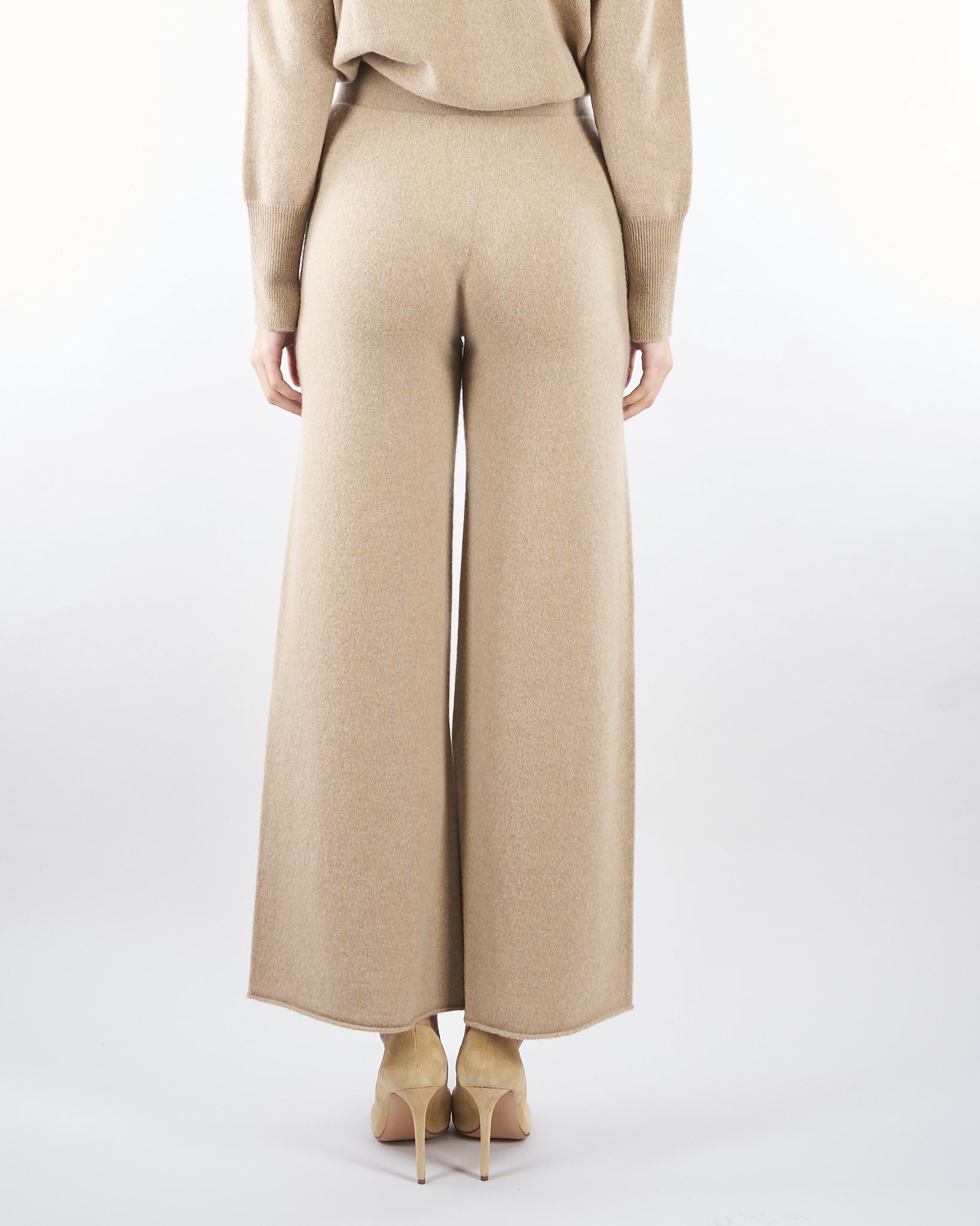 Pantalone Beige in maglia di puro cashmere V51622 40 VANISE' 