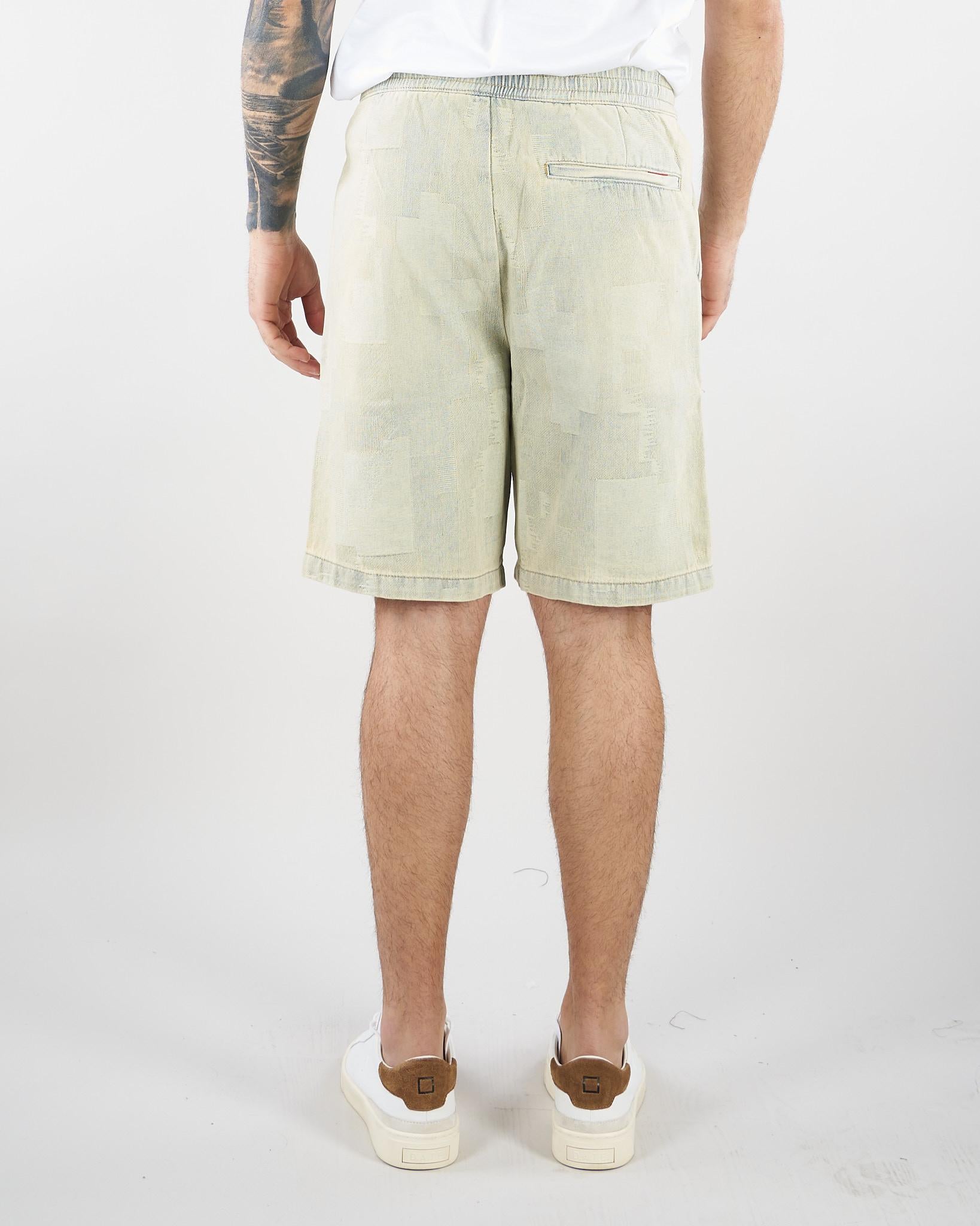 Bermuda Denim patchwork con logo HTEM822702 315 ACUPUNCTURE 
