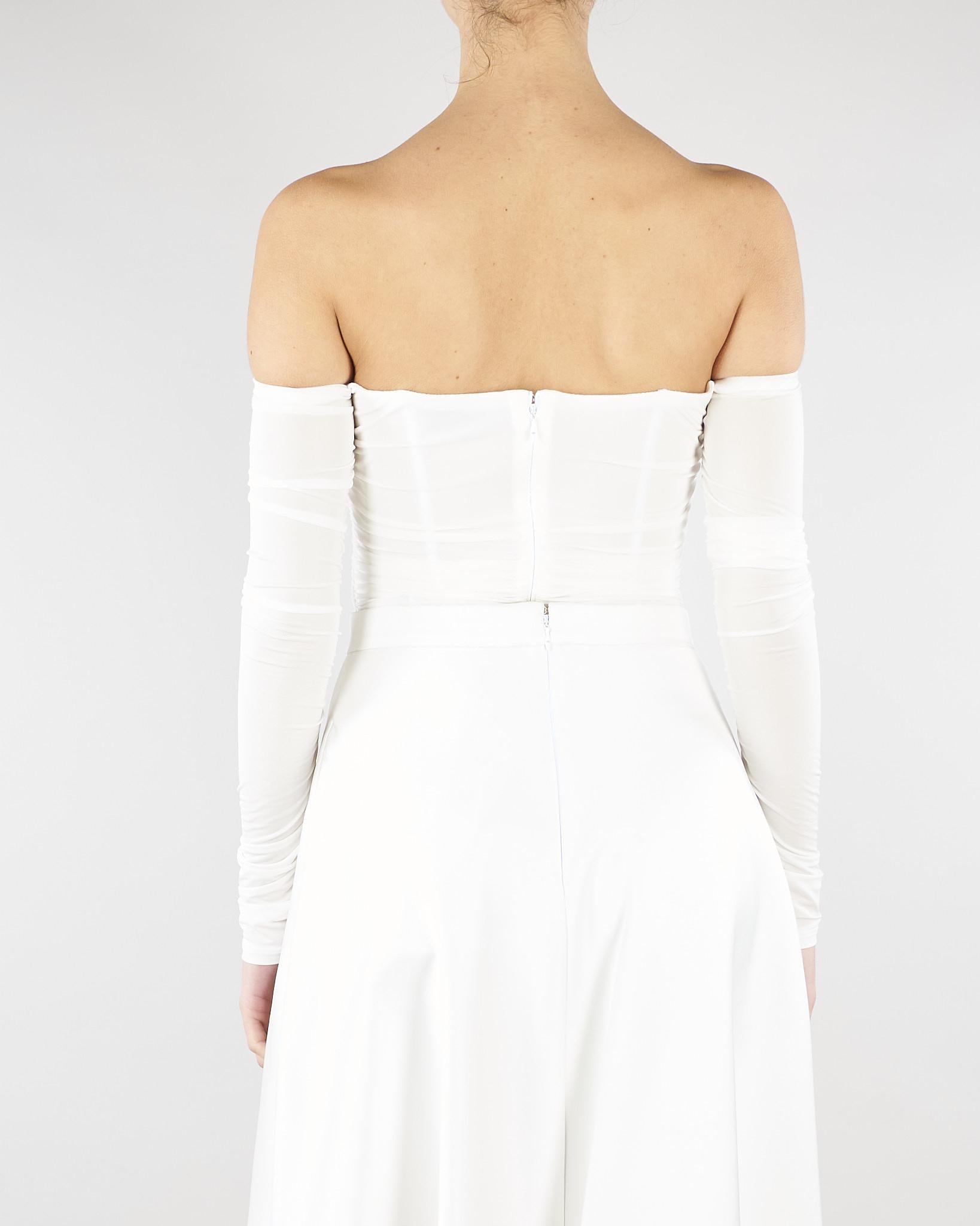 Body Avorio in jersey crêpe leggero con drappeggi BO01561E2 360 ELISABETTA FRANCHI 