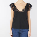 Top in jersey con pizzo