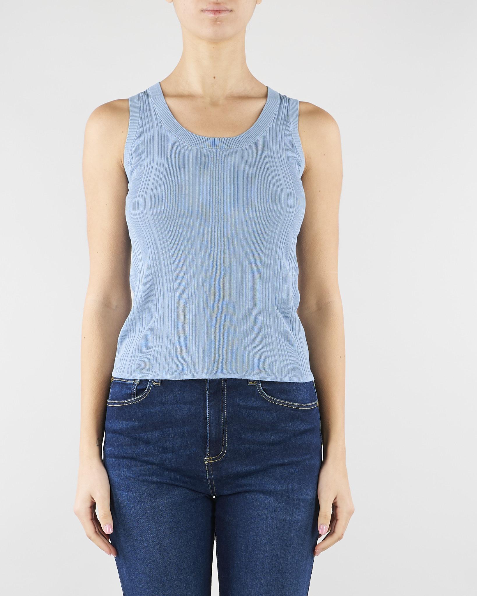 Maglia smanicata celeste in filato di viscosa WKDCOSE 5 MAX MARA WEEKEND 