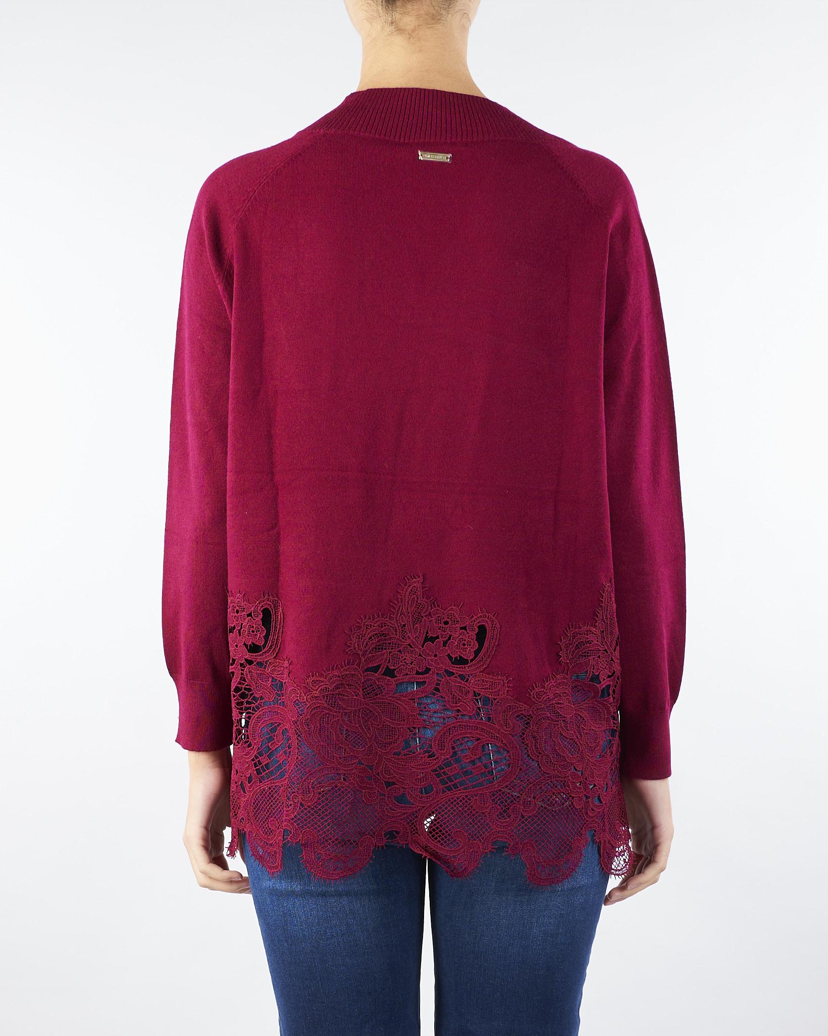 Maglia Bordeaux con fondo in pizzo NS041 50 NO SECRETS 