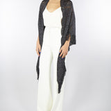 Stola Nero in lurex traforato con frange