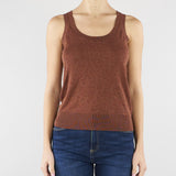 Top Marrone in misto cotone e seta SP5NT001 6022 ICONA 