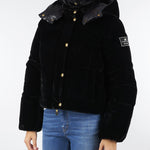Piumino Nero in velluto con cappuccio PI82D56E2 110 ELISABETTA FRANCHI 