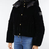 Piumino Nero in velluto con cappuccio PI82D56E2 110 ELISABETTA FRANCHI 