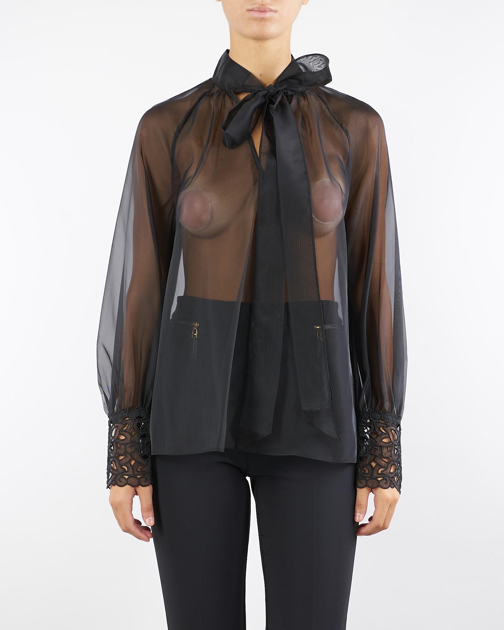 Blusa Nero in organza Fiji FIJI 700 NENETTE 