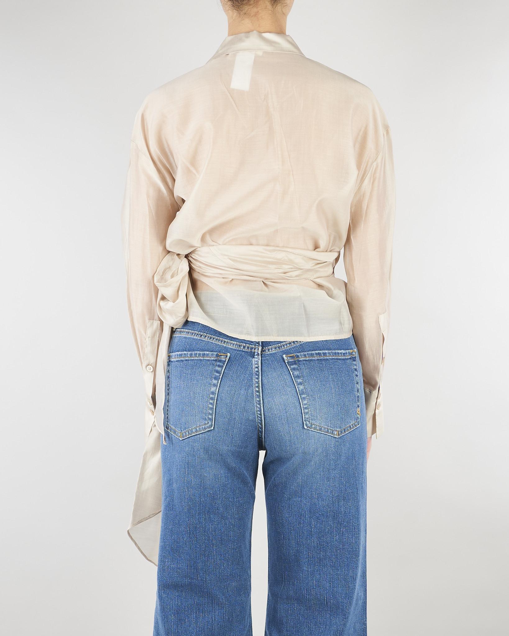 Camicia Mandorla in organza con fiocco TAB0154 03 VICOLO 