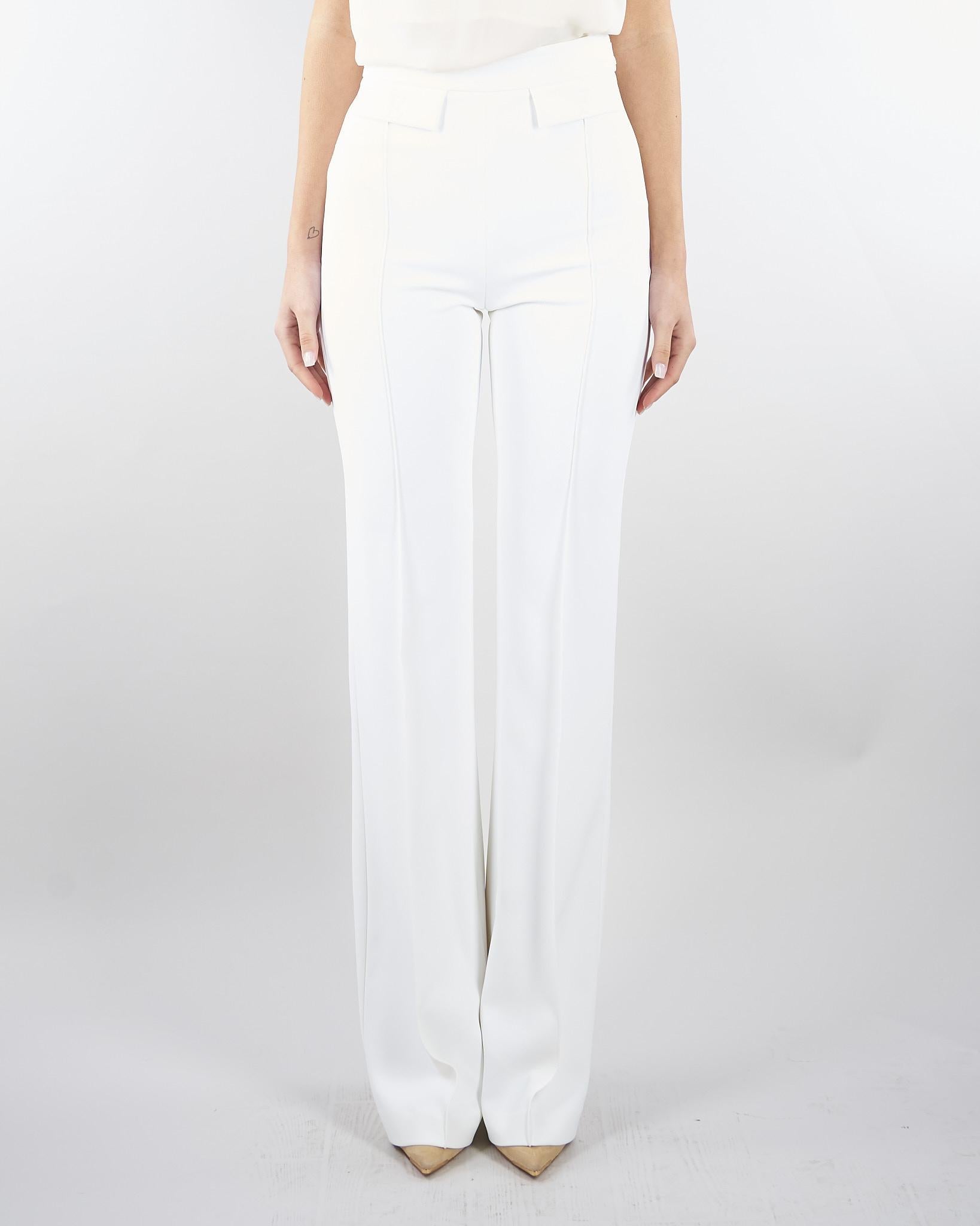 Pantaloni Avorio in doppio crêpe stretch con logo ricamato PA17161E2 360 ELISABETTA FRANCHI 