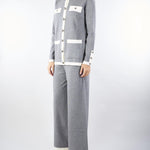 Cardigan Grigio-Bianco con profili a contrasto NS249 95 NO SECRETS 