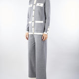 Cardigan Grigio-Bianco con profili a contrasto NS249 95 NO SECRETS 