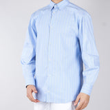 Camicia Celeste Oversize in cotone a righe CA3308 11 I'M BRIAN 
