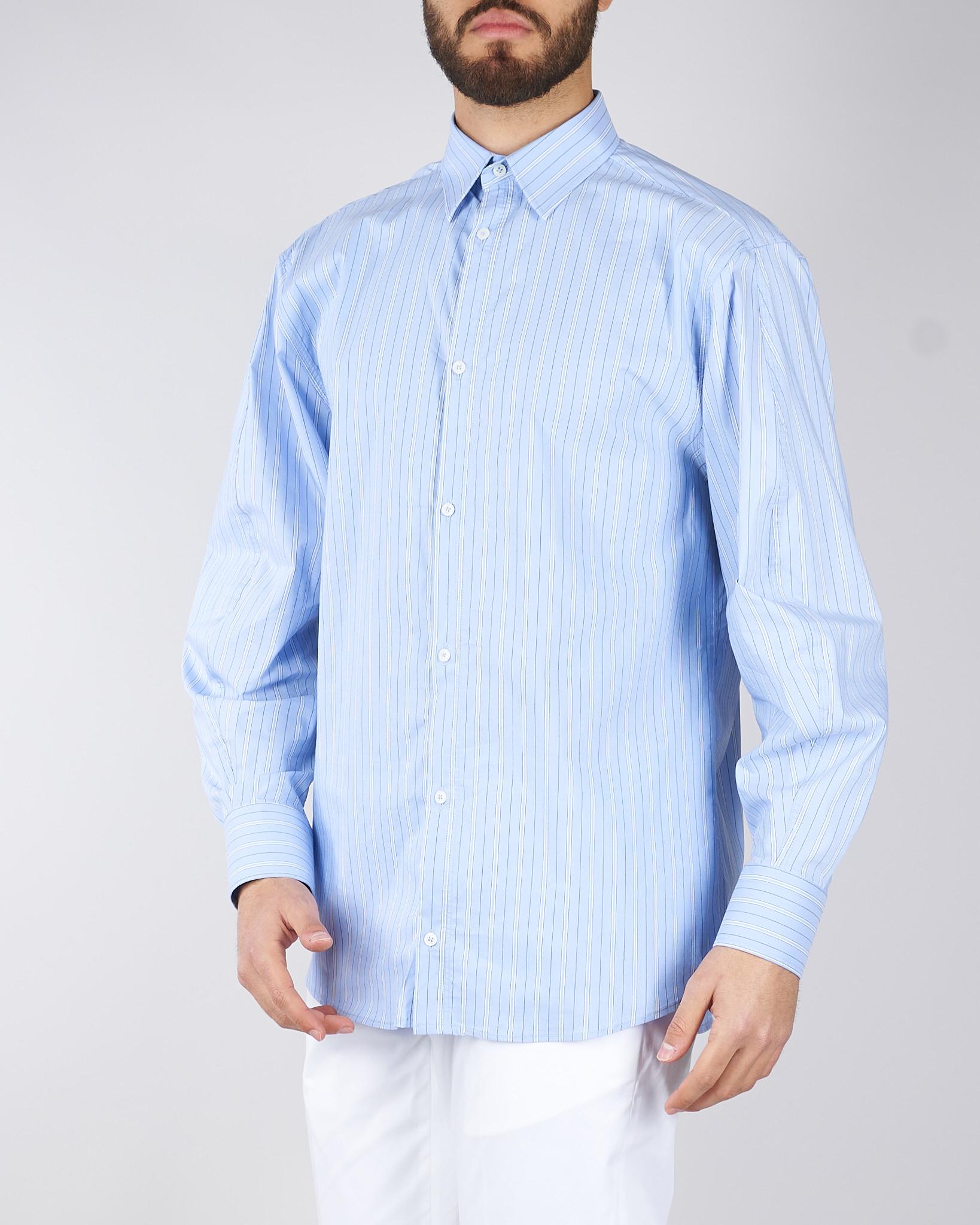Camicia Celeste Oversize in cotone a righe CA3308 11 I'M BRIAN 