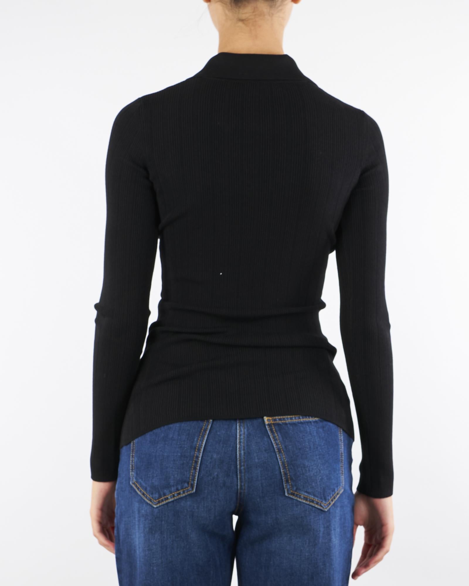 Maglia Nero a costine con dettagli à jour MK09B56E2 110 ELISABETTA FRANCHI 