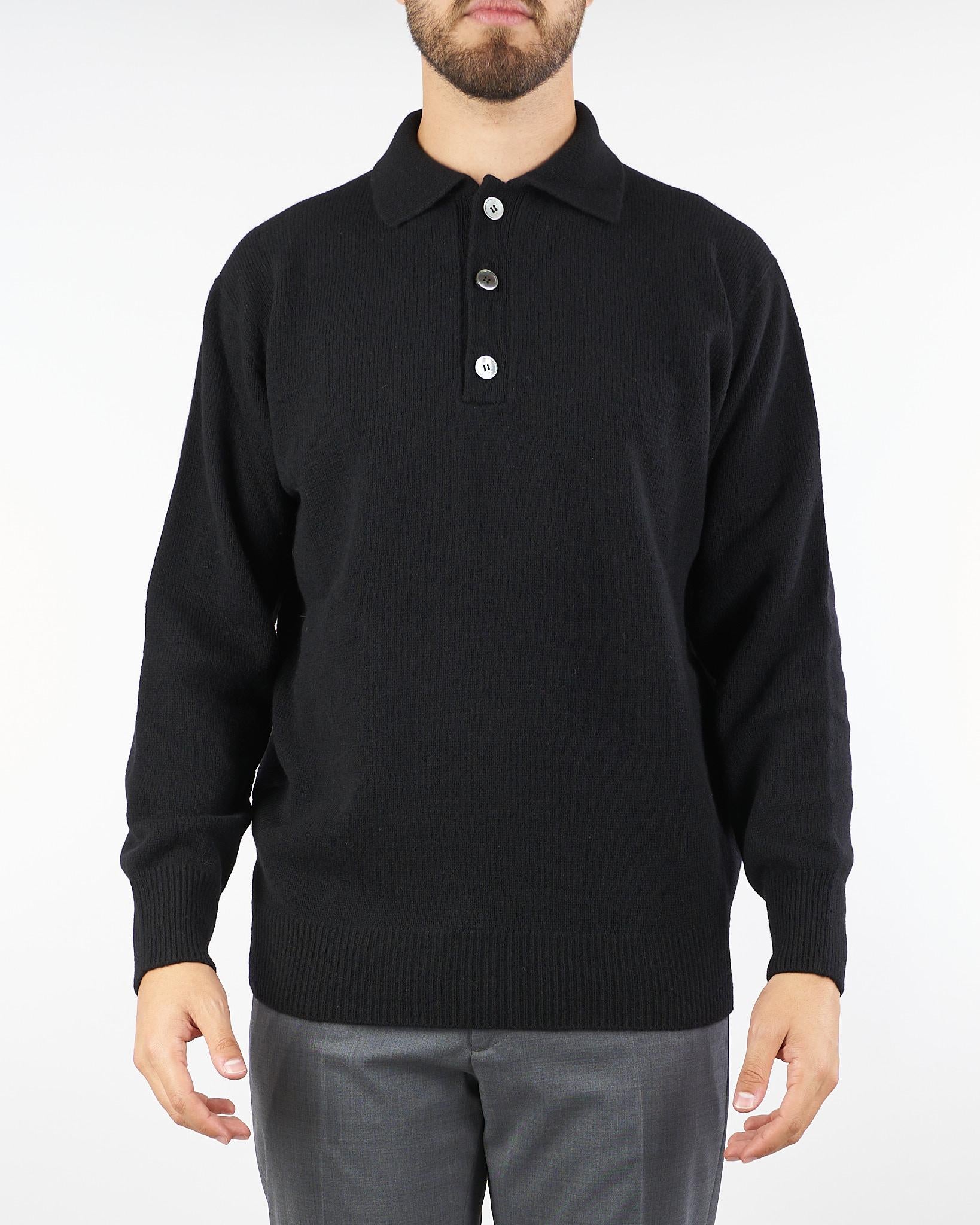 Maglia Polo Nero in pura lana e cashmere B9F0102 99 AMARANTO 