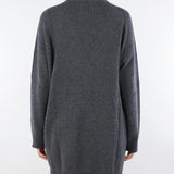 Cardigan Antracite in pura lana e cashmere con inserti in vera pelliccia V53516 98 VANISE' 