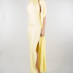 Abito lungo Giallo in raso con foulard ACT16207AB4131 400 ACTUALEE 