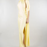 Abito lungo Giallo in raso con foulard ACT16207AB4131 400 ACTUALEE 