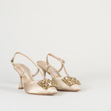 Slingback Champagne in raso con accessorio 7537 1 FRANCESCO SACCO 