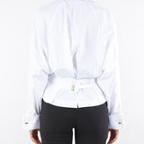 Camicia Bianco-Nero in popeline di cotone con cravatta CA09156E2 221 ELISABETTA FRANCHI 