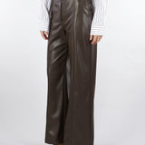 Pantaloni Marrone in ecopelle con gamba larga P6B9KGJC 80 IMPERIAL 