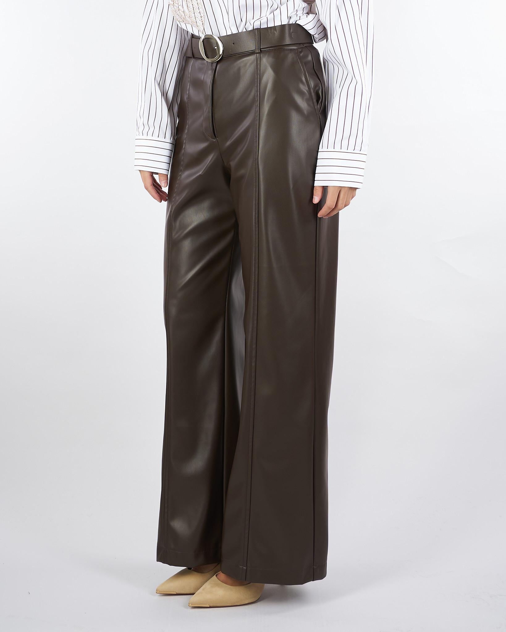 Pantaloni Marrone in ecopelle con gamba larga P6B9KGJC 80 IMPERIAL 