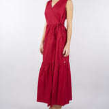 Abito Rosso in cotone a balze