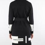 Cardigan Nero-Milk  in viscosa con bande lucide MK02S56E2 EF3 ELISABETTA FRANCHI 