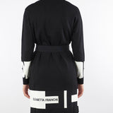 Cardigan Nero-Milk  in viscosa con bande lucide MK02S56E2 EF3 ELISABETTA FRANCHI 