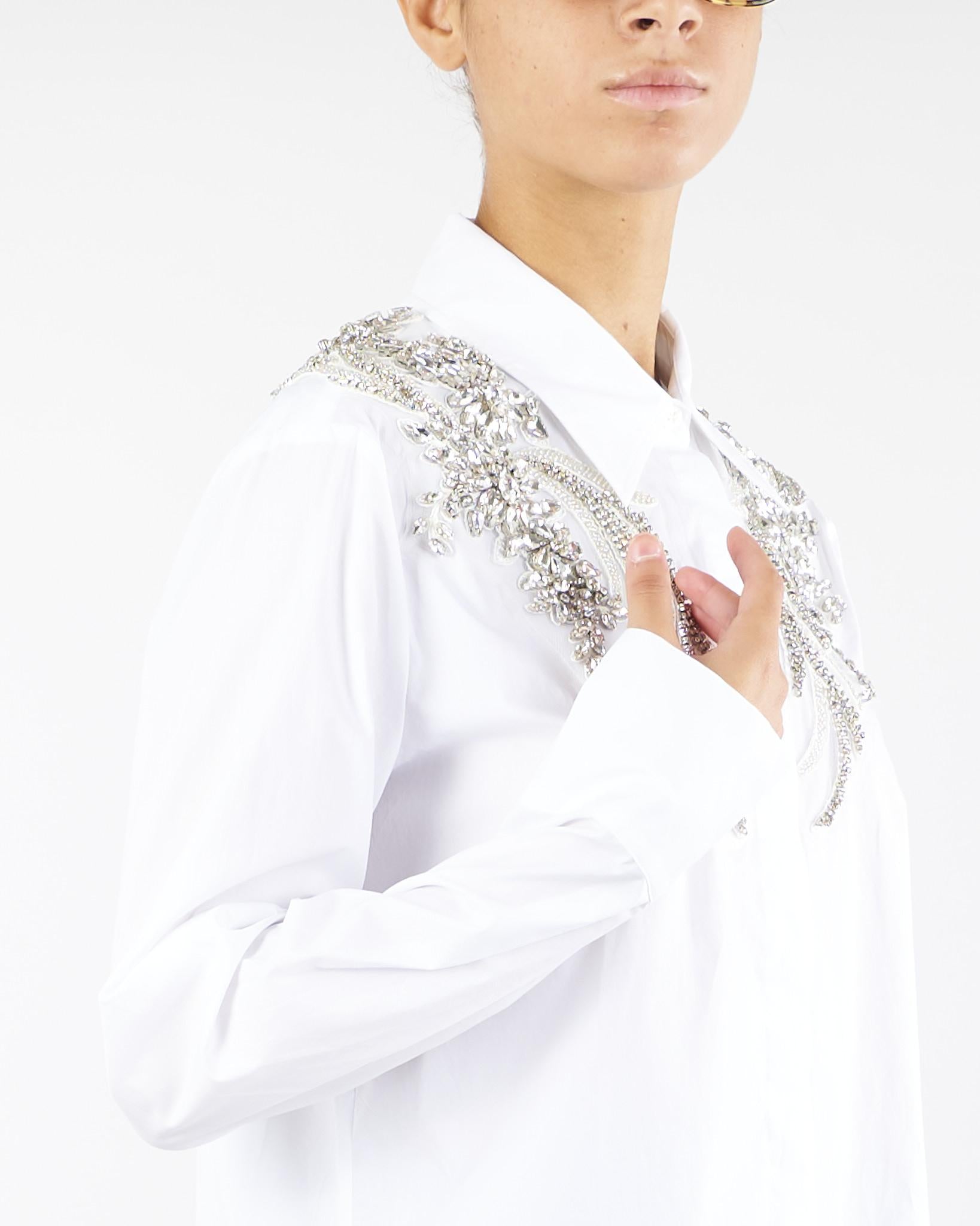 Camicia Bianco con patch di cristalli RF5100TS246 11111 BLUGIRL 