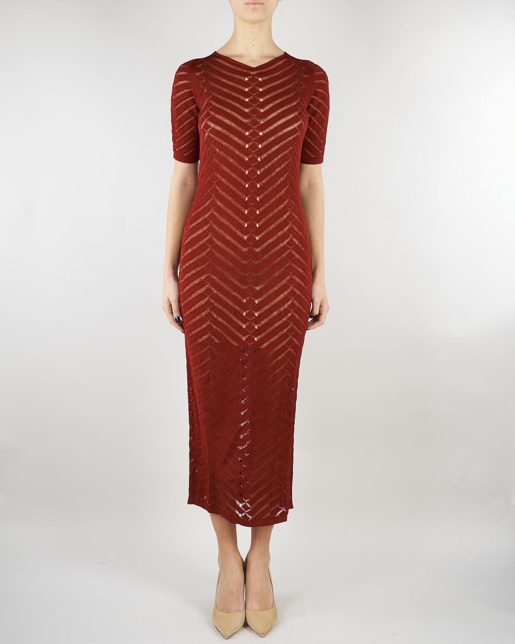 Abito lungo Ruggine in maglia chevron TT3100 13332 TWIN SET 