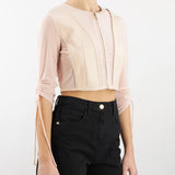 Giacca corta in ecopelle e inserti in tessuto tecnico Nenette