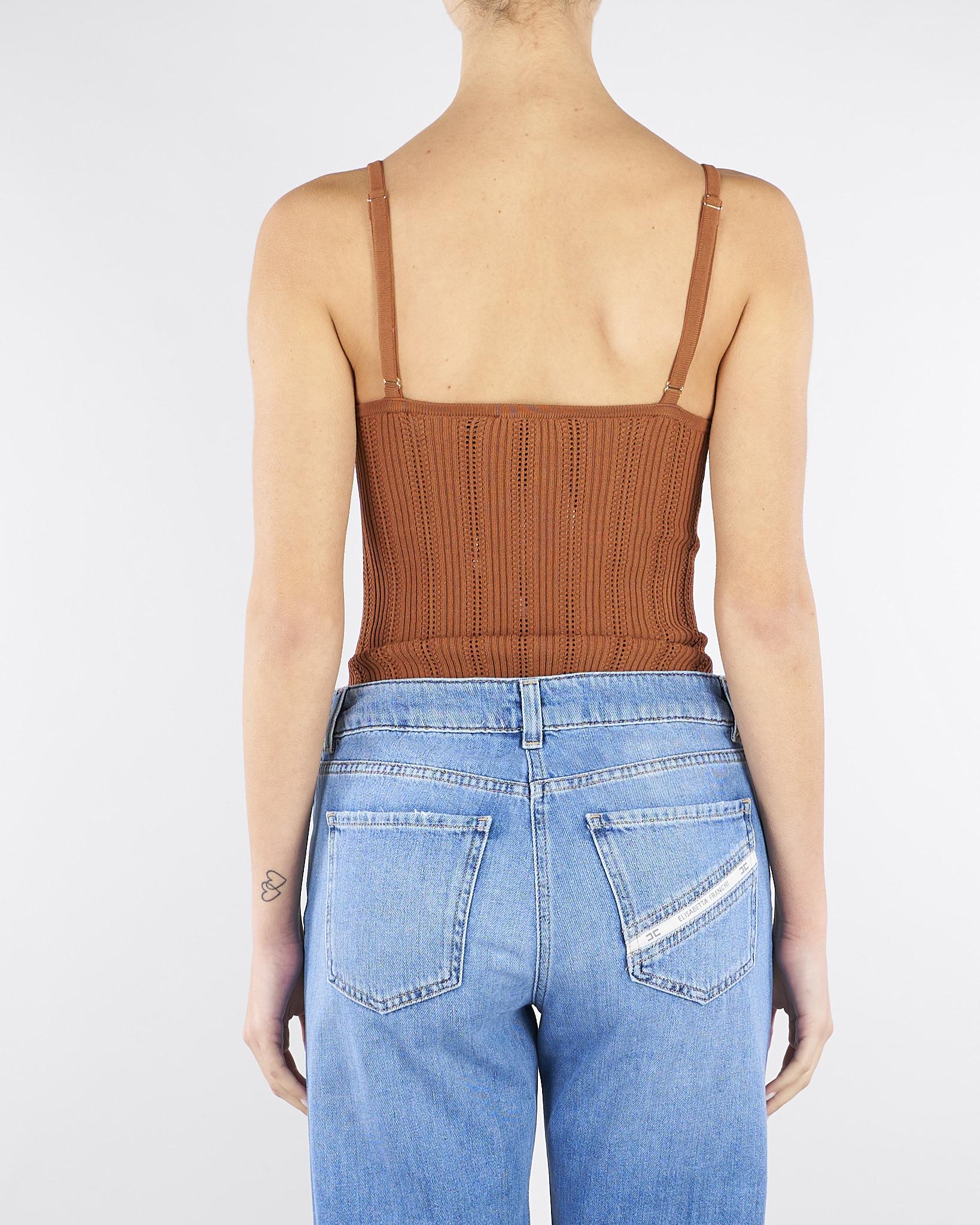 Body Cuoio in maglia à jour BK85B62E2 600 ELISABETTA FRANCHI 