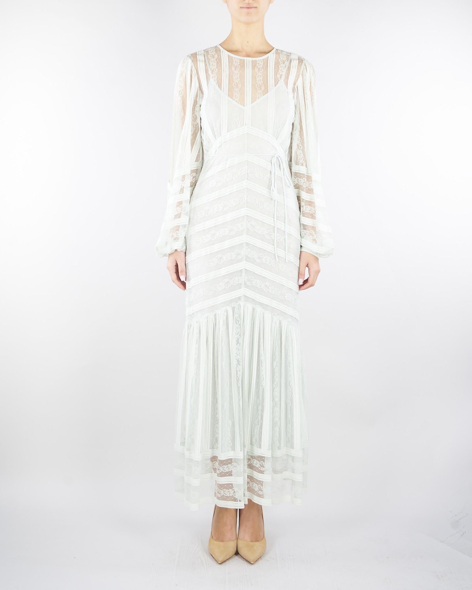 Abito lungo Verde Acqua in pizzo a righe TP2542 13162 TWIN SET 