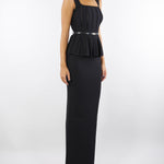 Abito Nero Red Carpet in maglia con baschina AM69S56E2 110 ELISABETTA FRANCHI 