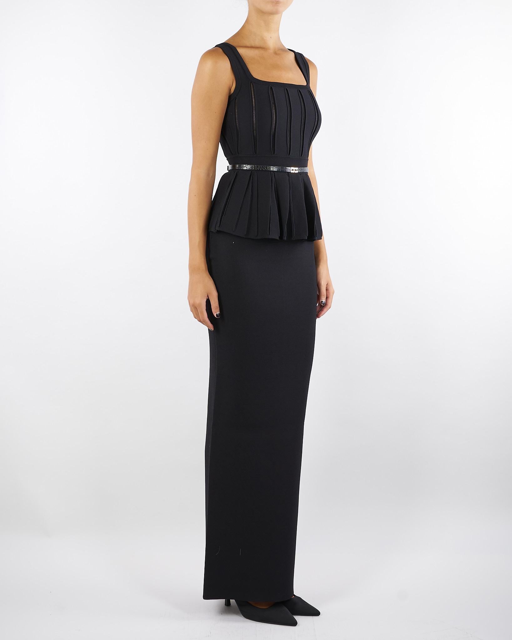 Abito Nero Red Carpet in maglia con baschina AM69S56E2 110 ELISABETTA FRANCHI 