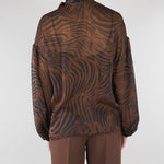Blusa Marone in chiffon di seta stampata MSTBALLATA 2 MAX MARA STUDIO 