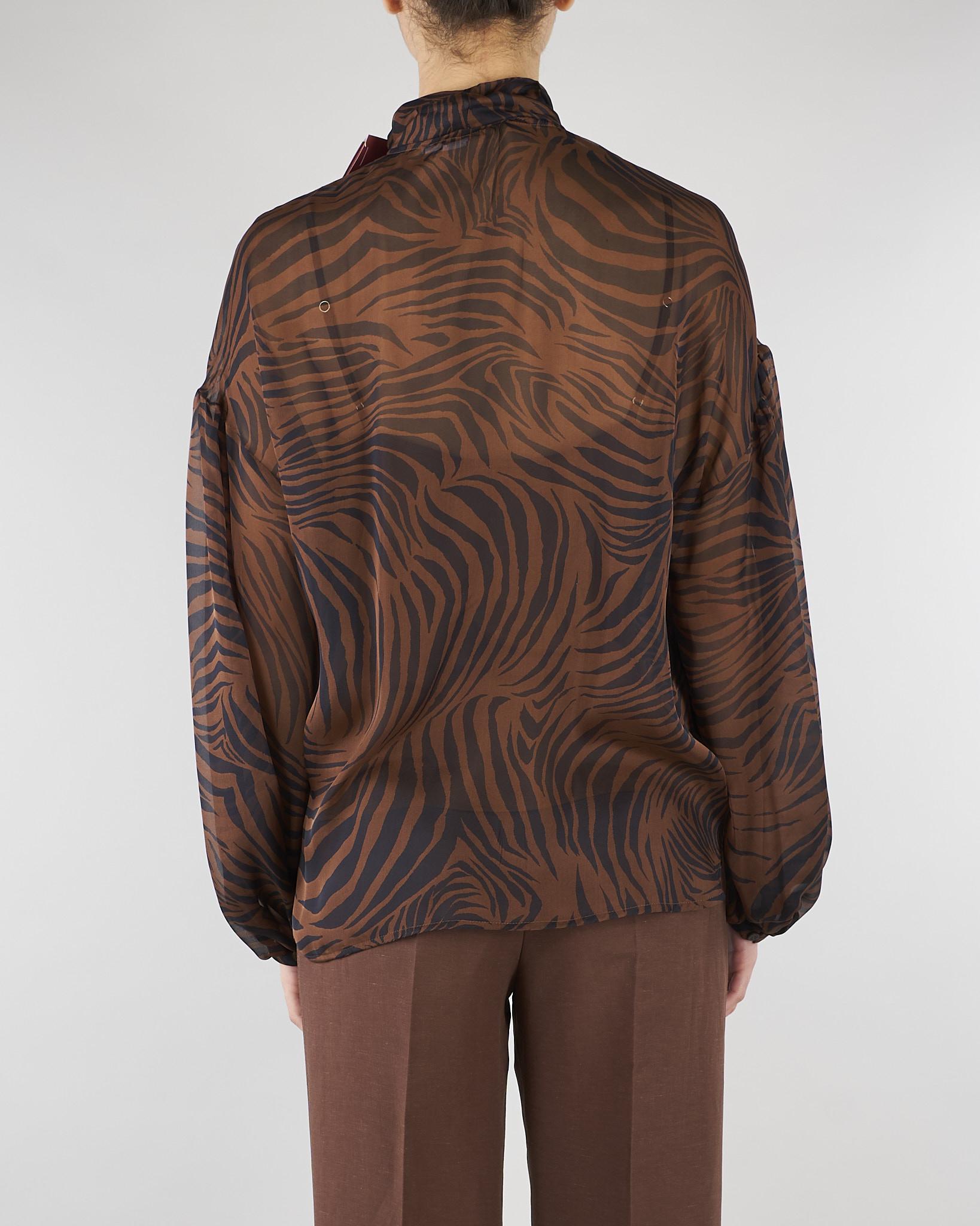 Blusa Marone in chiffon di seta stampata MSTBALLATA 2 MAX MARA STUDIO 