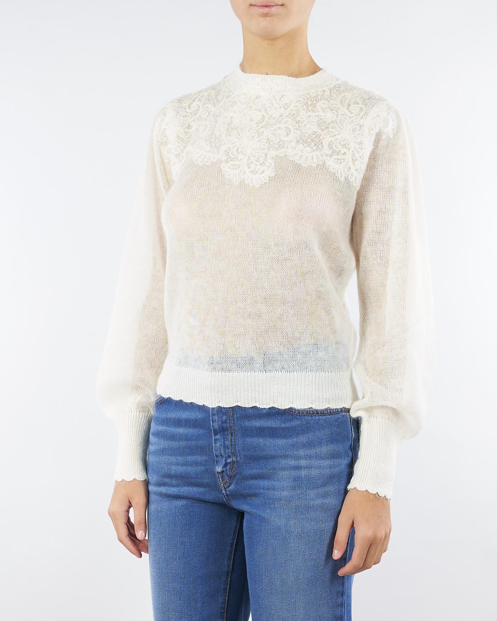 Maglia Panna in mohair con ricamo in pizzo TT3470 282 TWIN SET 