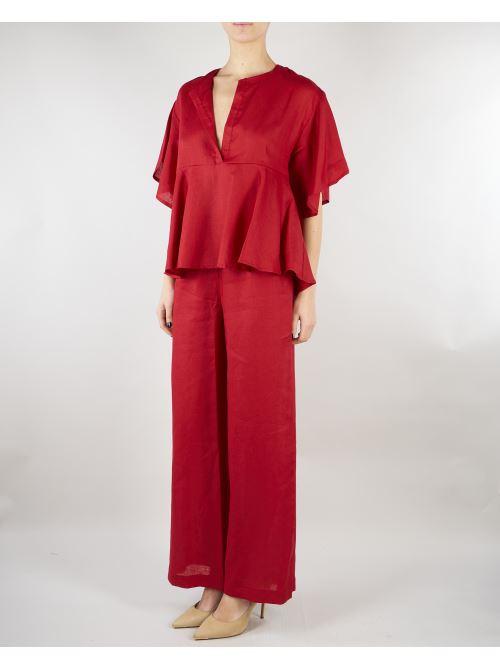 Pantalone Rosso in lino wide leg SP5LE038 4031 ICONA 