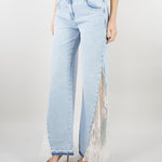 Jeans ampi in denim con pizzo RA6181D5009 77488 BLUGIRL 